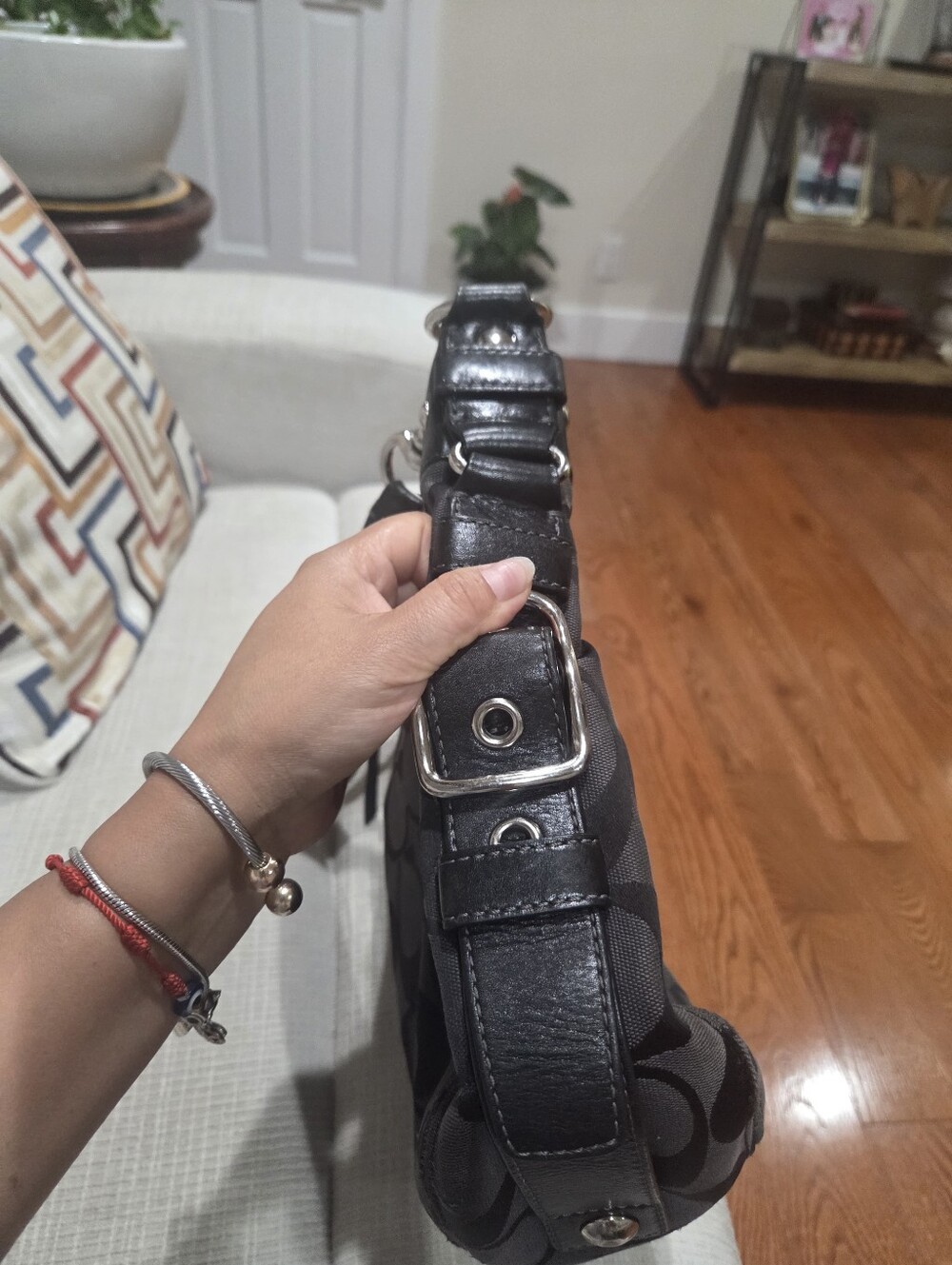 Coach Vintage Black Zoe Hobo Bag with Leather Trim - Picture 5 of 13